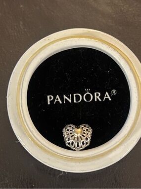 Pandora Limited Release Two-Tone Heart Filigree Charm - Silver and Gold #791275